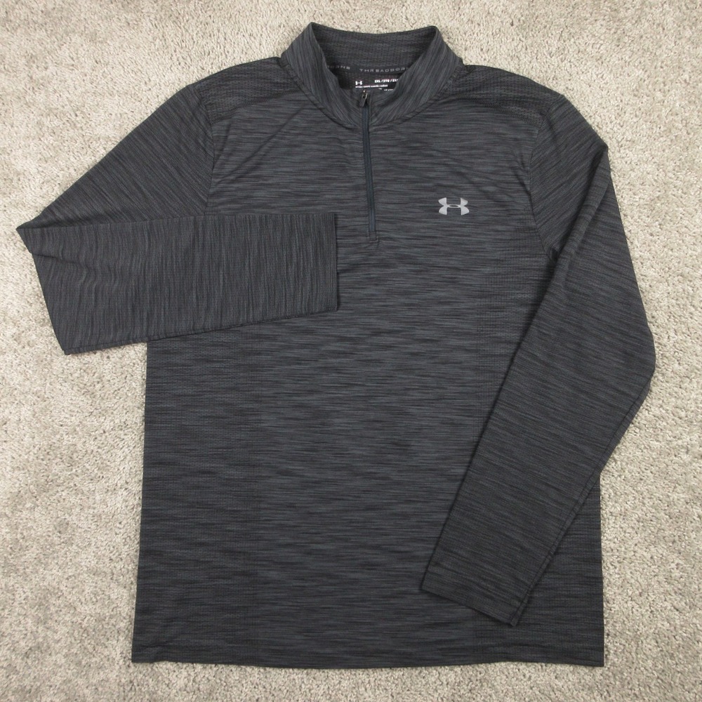 Under Armour Sweater Mens 2XL Black Fitted Threadborne Quarter Zip Lightweight
